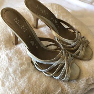 💥 Mudd Platform Leather Sandals in Gold & Silver